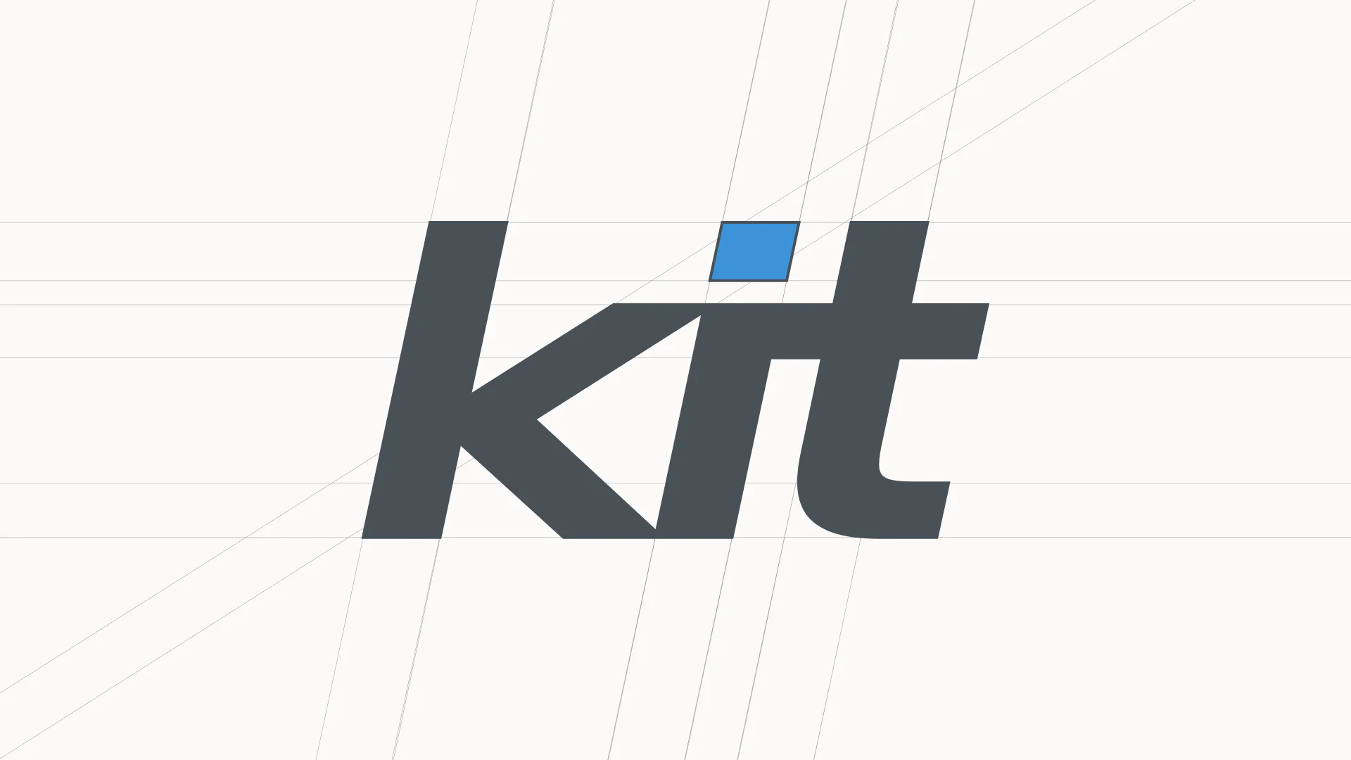 Kit wordmark construction grid with a blue accent square