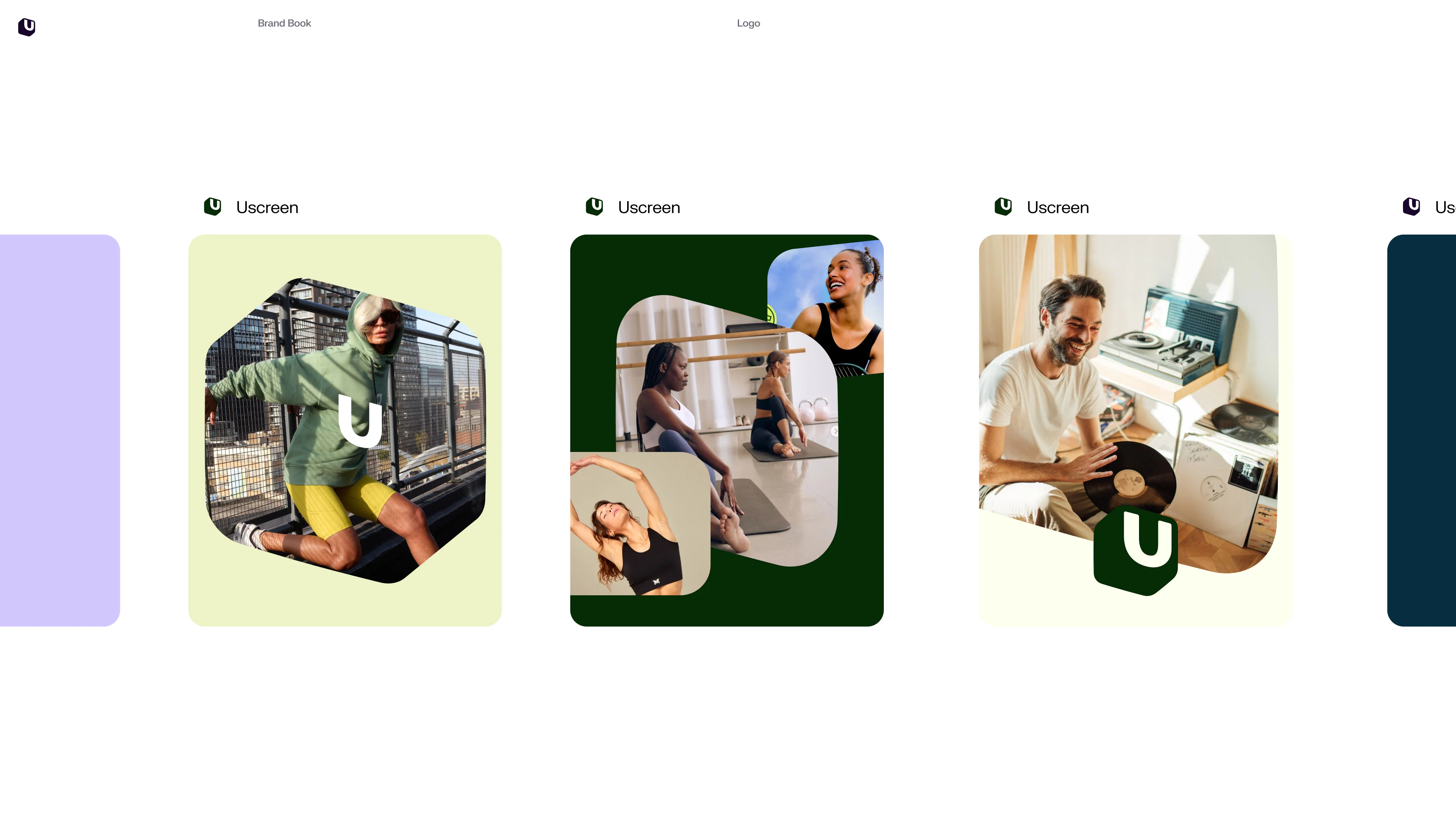 Uscreen brand book layout showing creator image treatments
