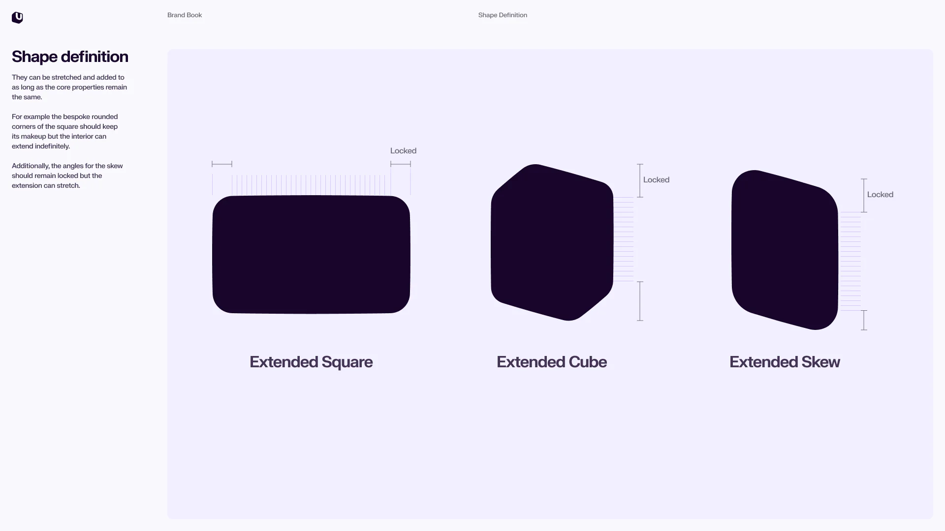 Uscreen brand book page showing extended shape definitions