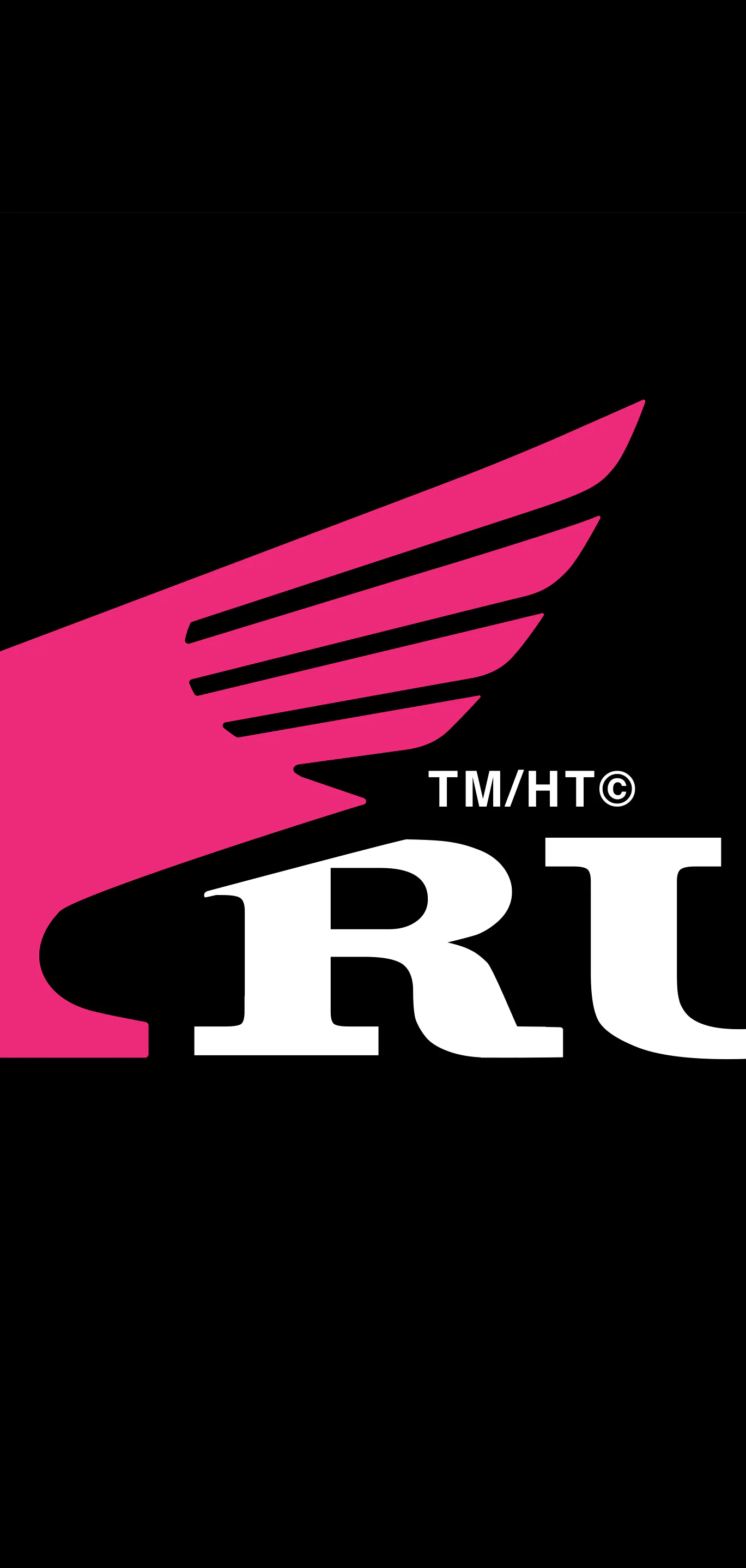 Oversized pink Ruth wing logo on a tall black poster