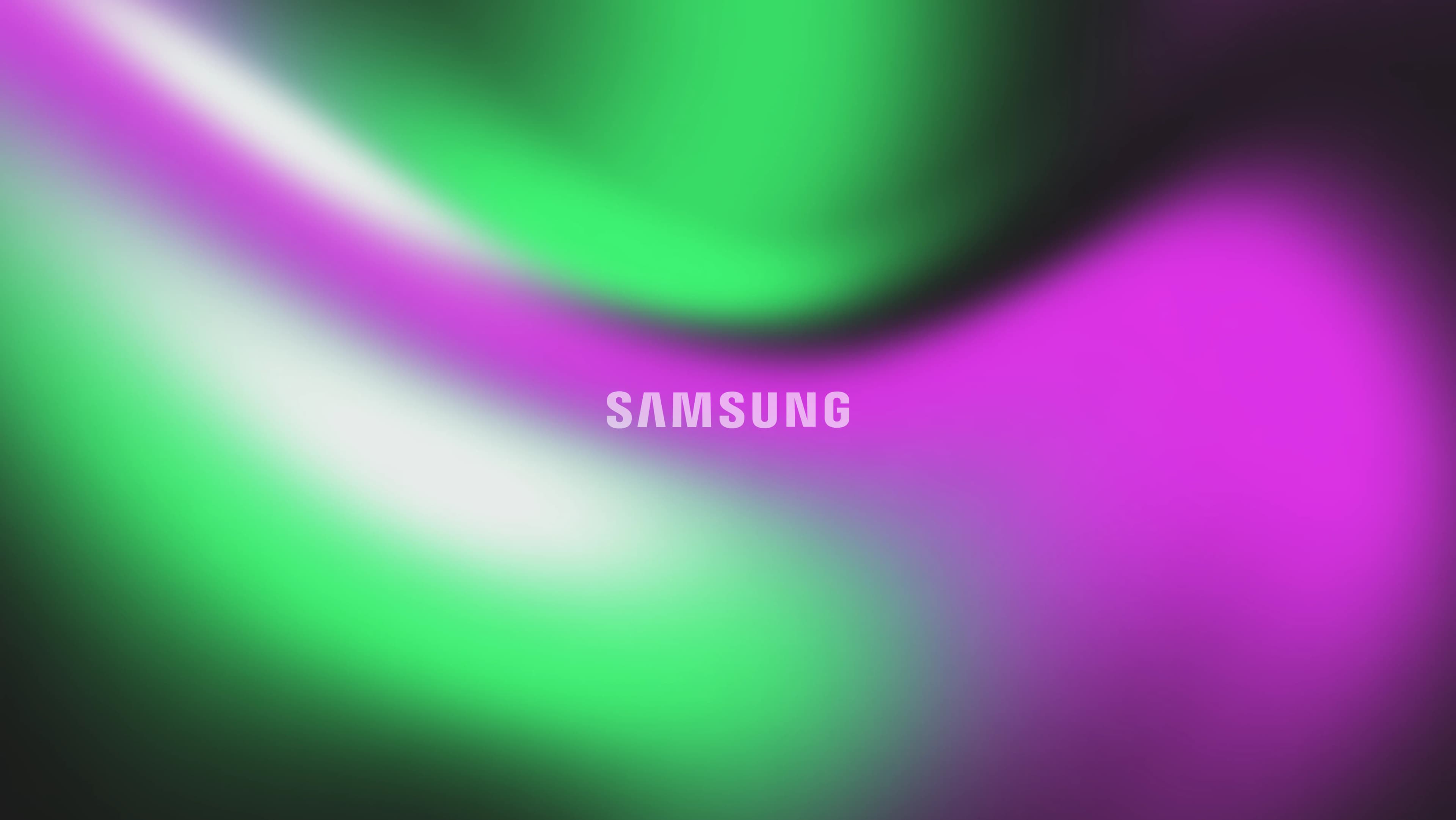 Samsung wordmark on a flowing magenta and green gradient