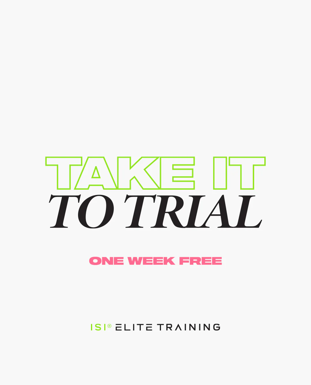 Take it for a trial one week free fitness promotion