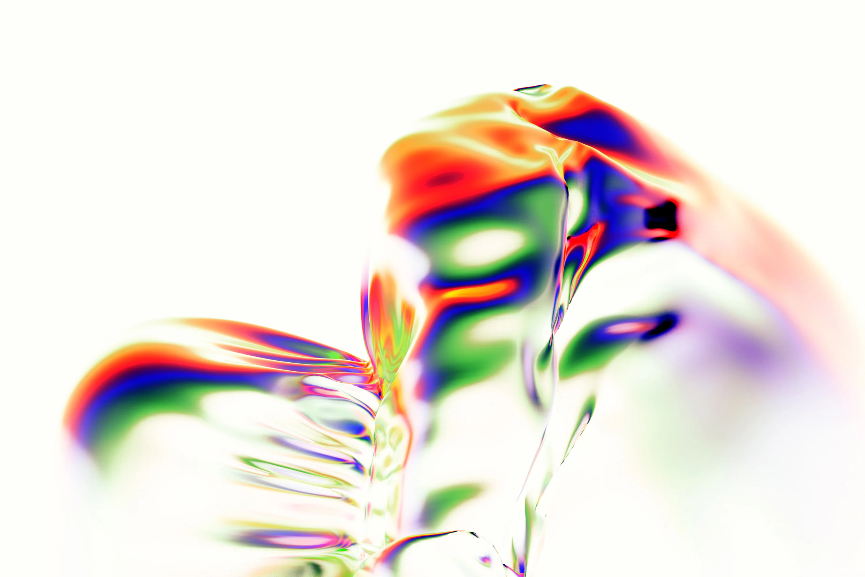 Iridescent abstract flower on white
